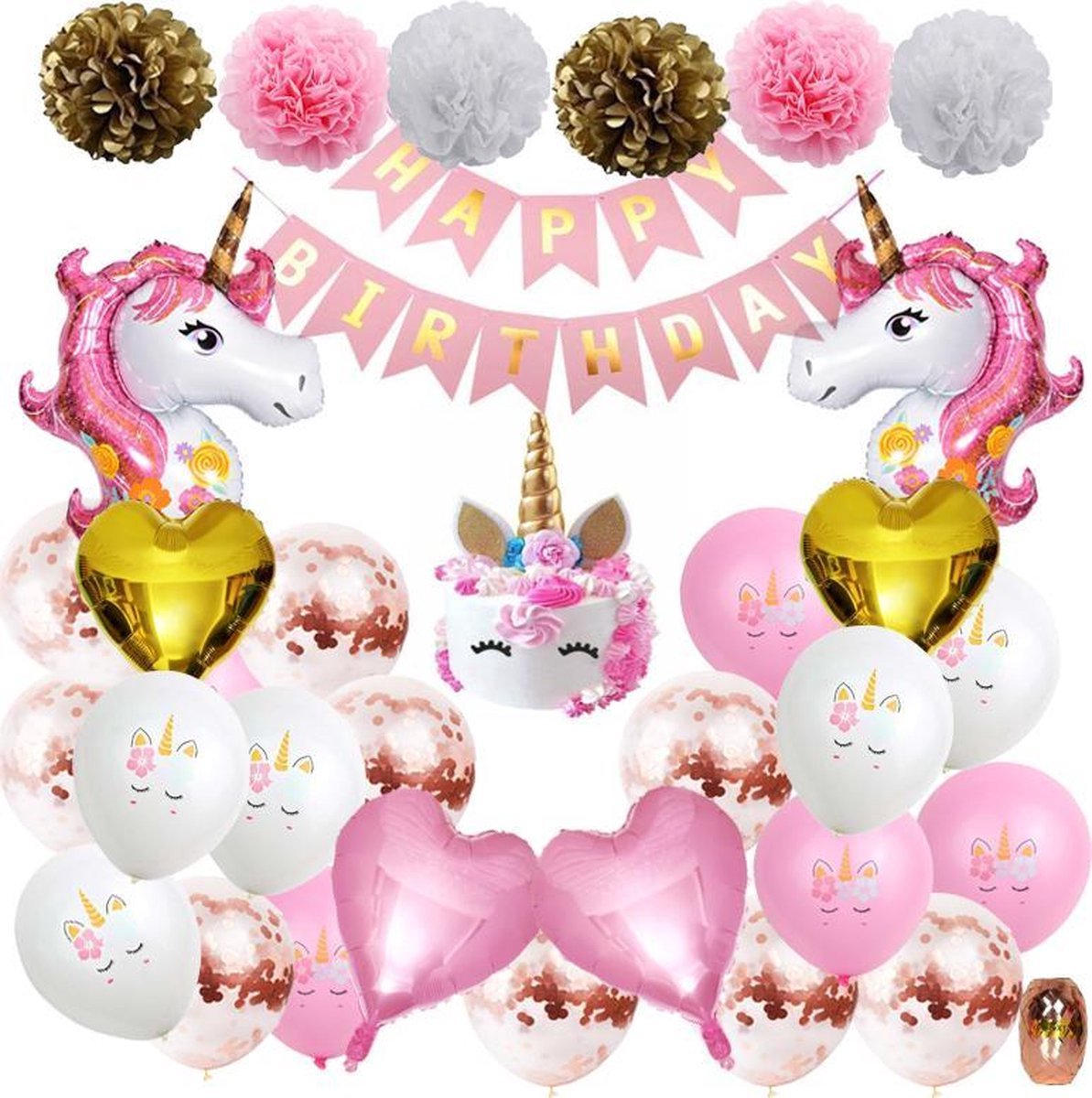 Joya Party® Unicorn Verjaardag Versiering | Kinderfeestje Decoratie | Unicorn Ballonnen | 35 stuks